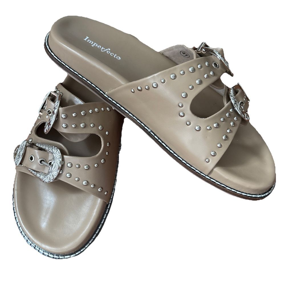 Taylor Swift Imperfecto Silver Western Buckle Sandals NWOT Size 10.5 US/41 EU - Picture 4 of 8